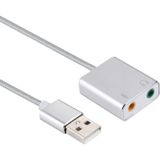 Aluminiumlegering Shell externe USB virtuele 7.1-kanaals geluid kaart met 13cm kabel voor PC Laptop (zilver)