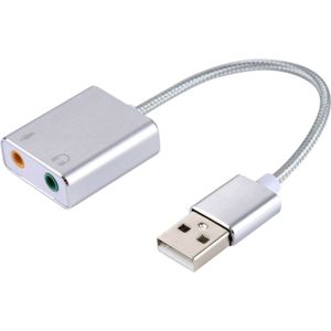 Aluminiumlegering Shell externe USB virtuele 7.1-kanaals geluid kaart met 13cm kabel voor PC Laptop (zilver)