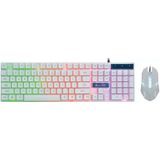 SHIPADOO D280 Wired RGB Backlight Mechanical Feel Suspension Keyboard + 3D Cool Mouse Kit voor laptop  pc (wit)