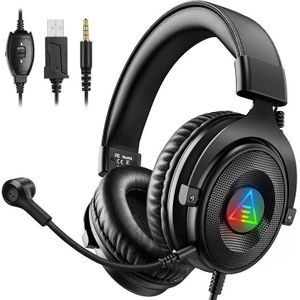 EKSA E900DL Standaard 3D-surround Gaming Wire-Controlled Head-mounted USB Lichtgevende gaming headset met Microfoon & Lighting Effects