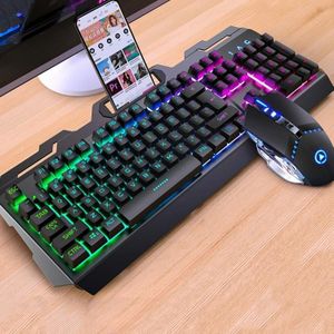 YINDIAO V2 Silent Mechanical Feel Gaming Keyboard Mouse Set (Zwart)