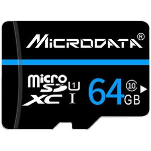 MICROGEGEVENS 64GB U1 blauwe lijn en zwarte TF (Micro SD)-geheugenkaart