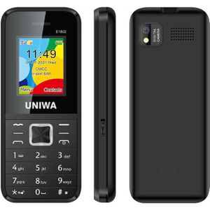 Uniwa E1802 mobiele telefoon  1.77 inch  1800mAh batterij  SC6531DA  21 sleutels  ondersteuning Bluetooth  FM  MP3  MP4  GSM  Dual Sim