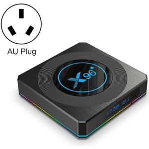 X96 X4 8K Smart TV Box Android 11.0 Media Player met afstandsbediening  AmLogic S905x4 Quad Core Arm Cortex A55  RAM: 4GB  ROM: 64 GB  ondersteuning 100m  Dual Band WiFi  Bluetooth  AU-stekker