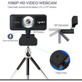 HXSJ S4 1080P verstelbaar 180 graden HD handmatige focus vedio webcam PC camera met microfoon (zwart)