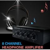 LINEPAUDIO A966 Pro acht-kanaals hoofdtelefoon versterker hoofdtelefoon distributeur signaal Amplifier(Black)