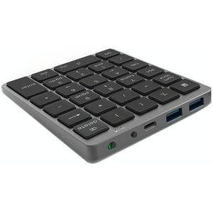 N970 Pro Dual Modes Aluminiumlegering Oplaadbare Draadloze Bluetooth Numeriek Toetsenbord met USB HUB (Grijs)