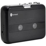 Tonivent TON007B draagbare Bluetooth tape cassettespeler  ondersteuning FM / Bluetooth input en output (zwart)
