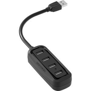 USB 2.0 Hub - 4 Poorten - Zwart - 15cm Kabel
