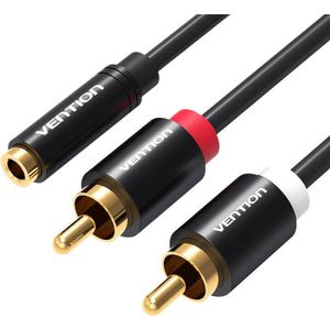Vention Cable Audio 3.5mm Female to 2x RCA Male VAB-R01-B100 1m zwart