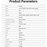Vention CHLBD interface hub USB 3.2 Gen 1 (3.1 Gen 1) Type-A 5000 Mbit/s Zwart