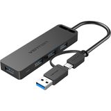 Vention CHTBB interface hub USB 3.2 Gen 1 (3.1 Gen 1) Type-A + Type-C 5000 Mbit/s Zwart