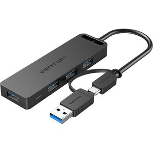 Vention CHTBB interface hub USB 3.2 Gen 1 (3.1 Gen 1) Type-A + Type-C 5000 Mbit/s Zwart