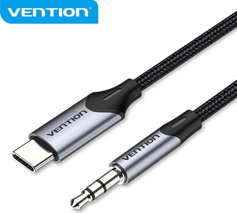 Vention BGKHF audio kabel 1 m 3.5mm USB Type-C Grijs