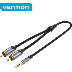 Vention 3.5mm Aux Jack naar 2 RCA Tulp Audio Kabel - Gevlochten draad - 0.5 meter
