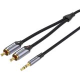 Vention 3.5mm Aux Jack naar 2 RCA Tulp Audio Kabel - Gevlochten draad - 1.5 meter