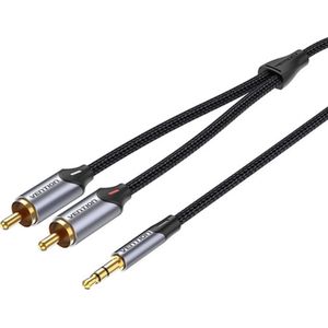 Vention 3.5mm Aux Jack naar 2 RCA Tulp Audio Kabel - Gevlochten draad - 1.5 meter