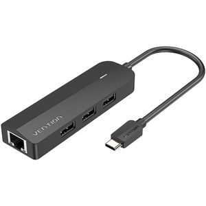 Vention - TGOBB - USB-C Hub - Zwart - 3x USB 2.0, RJ45, Micro-B