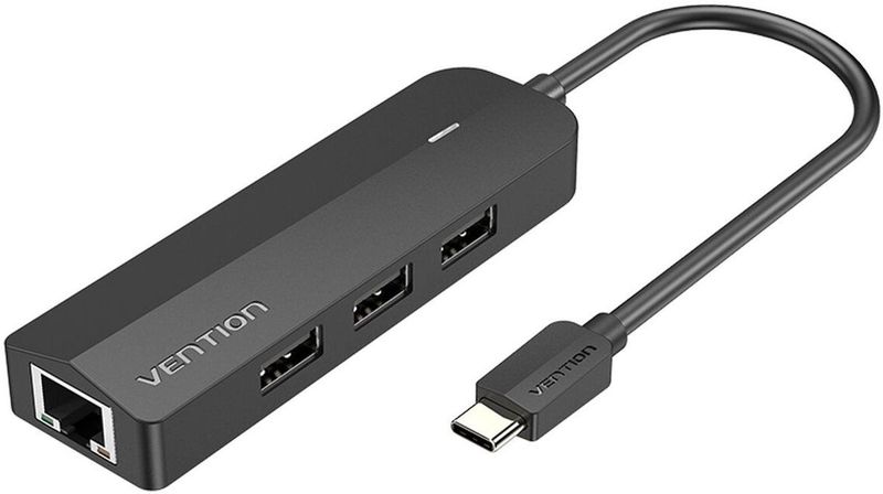 Vention - TGOBB - USB-C Hub - Zwart - 3x USB 2.0, RJ45, Micro-B