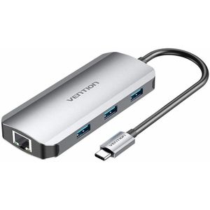 Vention TOHHB laptop dock & poortreplicator Bedraad USB 3.2 Gen 1 (3.1 Gen 1) Type-C Zilver