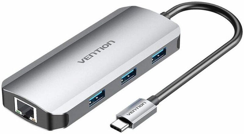 Vention TOHHB laptop dock & poortreplicator Bedraad USB 3.2 Gen 1 (3.1 Gen 1) Type-C Zilver