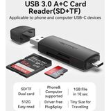 Vention CLKB0 geheugenkaartlezer USB 3.2 Gen 1 (3.1 Gen 1) Type-A/Type-C Zwart