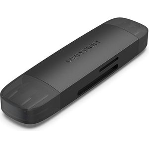 Vention CLKB0 geheugenkaartlezer USB 3.2 Gen 1 (3.1 Gen 1) Type-A/Type-C Zwart