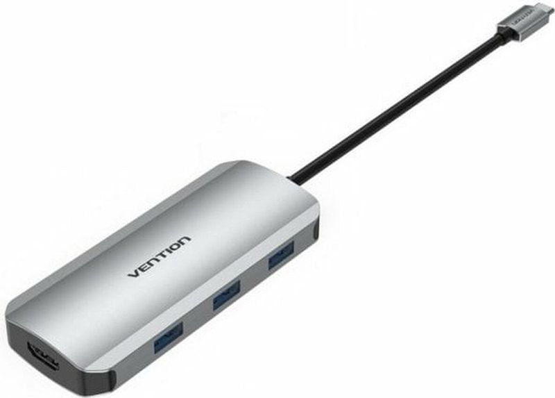 Vention - Tojhb Dockingstation - 7-in-1 USB-C Hub - Zwart - Aluminium
