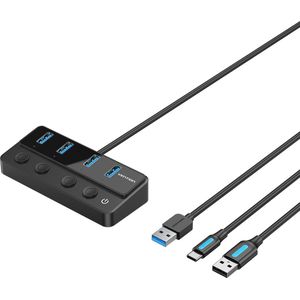 Vention - CHWBF - Dockingstation - Zwart - ABS en PC - Vijf USB-aansluitingen