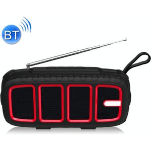 NewRixing Draagbare Bluetooth-luidspreker met antenne - Handsfree bellen/TF-kaart/FM/U-schijf (zwart + rood)