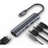 QC521 5 In 1 2xUSB2.0 + USB3.0 + AUDIO PORT + PD TO USB-C / TYPE-C HUB-adapter