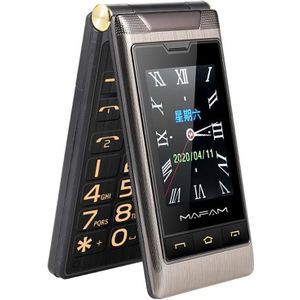 Mafam F10 Dual-Screen Flip Phone  2 8 inch touch display + 2.4 inch  5900mAh batterij  ondersteuning FM  SOS  GSM  Familienummer  Grote toetsen  Dual Sim (Gun Metal)