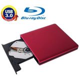 USB 3.0 Aluminum Alloy draagbare DVD / CD Rewritable Blu-ray Drive voor 12.7mm SATA ODD / HDD  Plug en Play (rood)