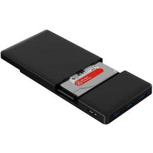 ORICO 2588H3 externe behuizing voor 7mm & 9.5mm SATA 2.5 inch SSD / HDD harde schijf  met ingebouwde USB 3.0 HUB (zwart)