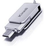 Kinzdi 64GB USB + Type-C Interface Metal Twister Flash Disk V8 (Zilver)