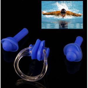 Zachte siliconen zwemmen neus Clip en oor Plug instellen Earplug(Blue)