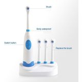 2W creatieve huishoudelijke waterdichte roterende elektrische tandenborstel Set met 4 Vervangende opzetborstels & Base  8500 omwentelingen Per Minute(Blue)