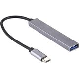 T-818 4 x USB 3.0 naar USB-C / Type-C HUB Adapter (Zilvergrijs)