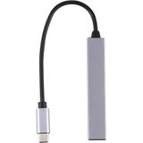 T-818 4 x USB 3.0 naar USB-C / Type-C HUB Adapter (Zilvergrijs)