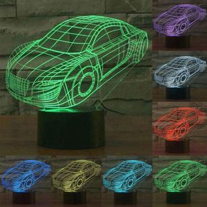 Auto stijl 3D Touch schakelaar controle LED licht  7 kleur verkleuring creatieve visuele Stereo Lamp Desk Lamp nachtlampje
