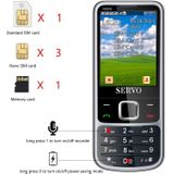 Servo V9500 mobiele telefoon  Engelse sleutel  2.4 inch  SPREDTRUM SC6531CA  21 toetsen  ondersteuning Bluetooth  FM  Magic Sound  Flashlight  GSM  Quad SIM