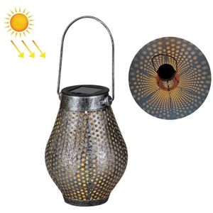 Outdoor Courtyard Smeedijzeren LED Solar Portable Hollow Lantern (Silver)