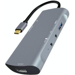 Z41 6 IN 1 USB-C / TYPE-C MET PD USB-C / TYPE-C + HD HDMI + USB 3.0 + 3.5mm AUX + USB + Microfooninterface Multifunctionele Docking Station Video Capture Card