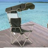 Buiten zonwering klapstoel stoel multifunctionele Portable visserij Beach Lounge met zonnescherm aluminium klapstoel (donkergroen)