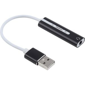 Aluminium Shell 3 5 mm Jack externe USB Sound Card HIFI magische stem 7.1 Channel Adapter vrij rijden voor Computer  Desktop  Speakers  Headset (zwart)