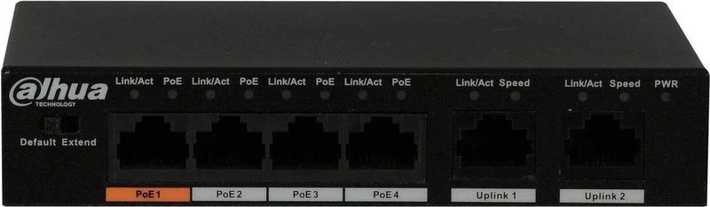 Dahua DH-PFS3006-4ET-60 - Netwerk Switch - Unmanaged - 4 PoE Poorten - Zwart
