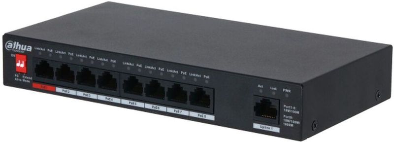 Dahua Technologie - PFS3009-8ET-96 - Netwerkschakelaar - Zwart - 8 Haven