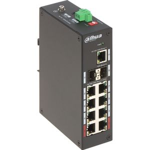 Dahua PFS3211-8GT-120-V2 netwerk-switch Unmanaged Gigabit Ethernet (10/100/1000) Power over Ethernet (PoE) Bureaublad-/wandmontage Zwart