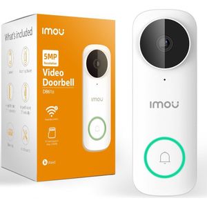 Imou DB61i - Slimme Videodeurbel Bedraad - 5MP (2560x1920) - 164 graden zicht - Persoonsdetectie - IP65 Weerbestendig - Alexa - Dual Band 2.4GHz en 5GHz Wifi - Persoonlijk Spraakbericht Instellen - Instelbare Detectiezone