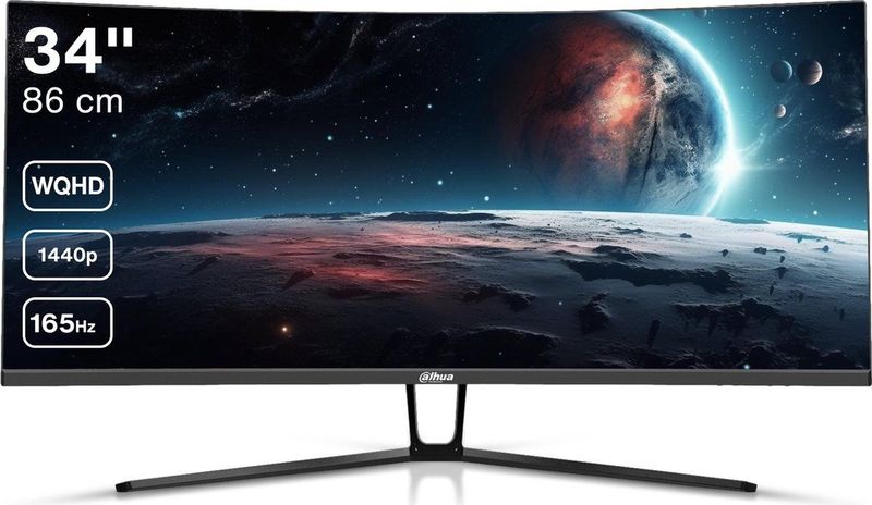 Dahua LM34-E330C - Curved Ultrawide QHD VA Gaming Monitor - 34 inch - 165hz - 1ms - Inclusief DisplayPort kabel